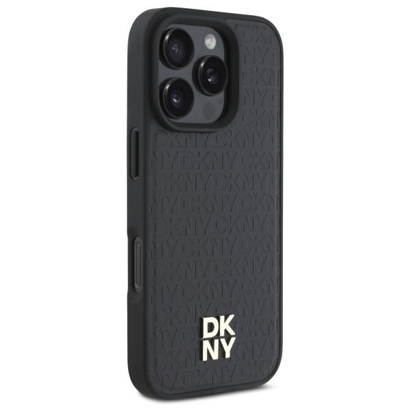 DKNY DKHMP16LPSHRPSK iPhone 16 Pro 6.3&quot;  hardcase czarny/black Repeat Pattern Stack Logo MagSafe