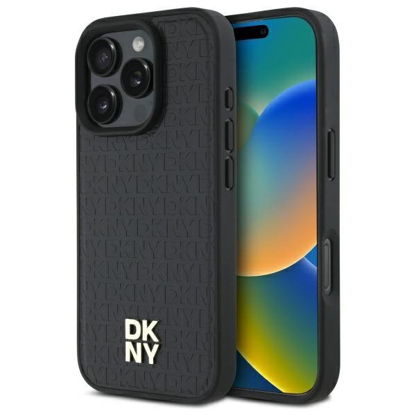 DKNY DKHMP16XPSHRPSK iPhone 16 Pro Max   6.9&quot; hardcase czarny/black Repeat Pattern Stack Logo MagSafe