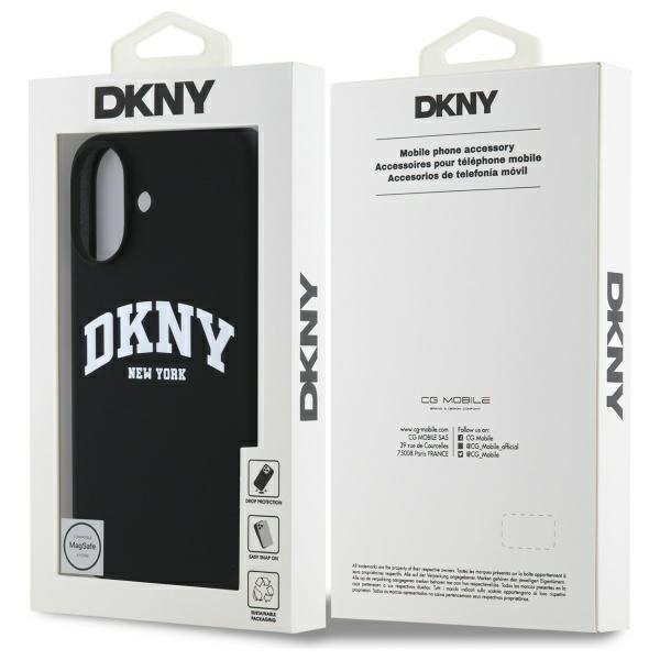 DKNY DKHMP16SSNYACH iPhone 16 6.1&quot;       czarny/black hardcase Silicone White Printed Logo MagSafe
