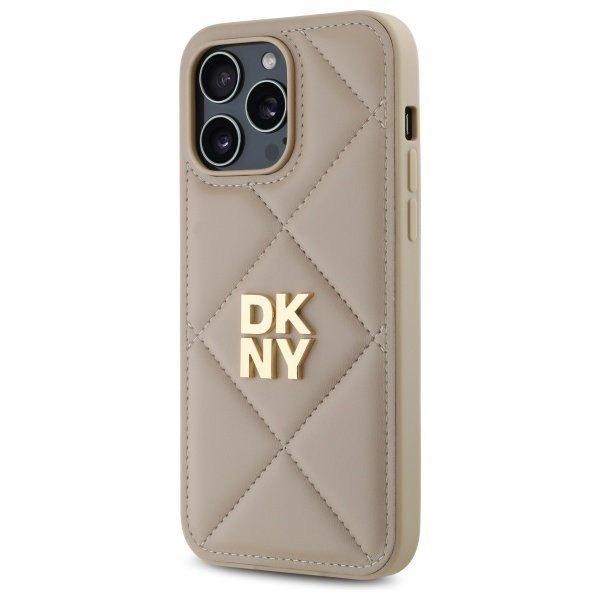 DKNY DKHCP14LPQDSLE iPhone 14 Pro 6.1&quot;   beżowy/beige Quilted Stack Logo