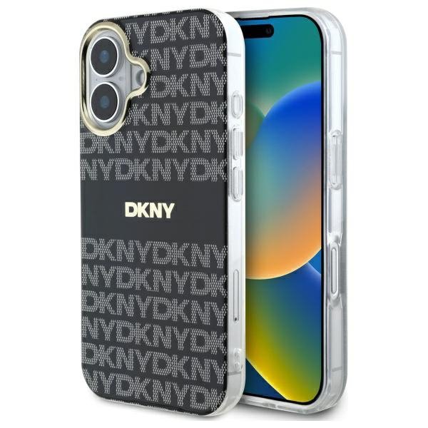 DKNY DKHMP16SHRHSEK iPhone 16 6.1&quot;       czarny/black hardcase Repeat Texture Pattern With Stripe