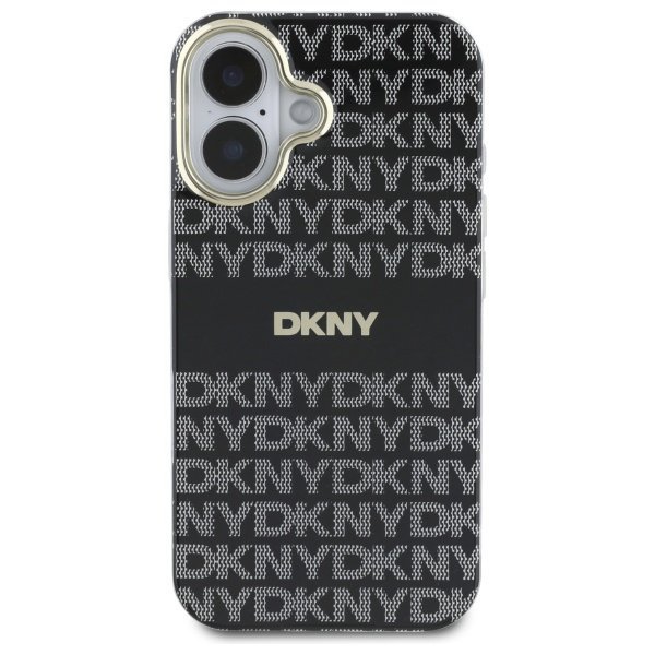 DKNY DKHMP16SHRHSEK iPhone 16 6.1&quot;       czarny/black hardcase Repeat Texture Pattern With Stripe