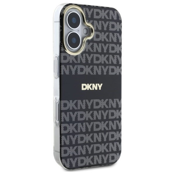 DKNY DKHMP16SHRHSEK iPhone 16 6.1&quot;       czarny/black hardcase Repeat Texture Pattern With Stripe