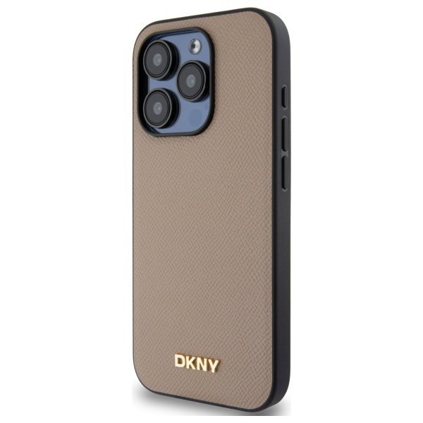 DKNY DKHMP15XPGHLME iPhone 15 Pro Max    6.7&quot; beżowy/beige hardcase Grained Metal Logo MagSafe