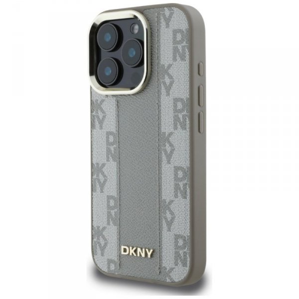 Etui DKNY Checkered Pattern Magsafe do   iPhone 16 Pro Max beżowy