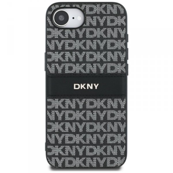 Etui DKNY Repeat Texture Pattern with    Tonal Stripe do iPhone 16e czarny