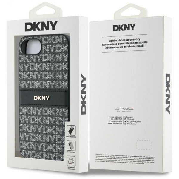 Etui DKNY Repeat Texture Pattern with    Tonal Stripe do iPhone 16e czarny