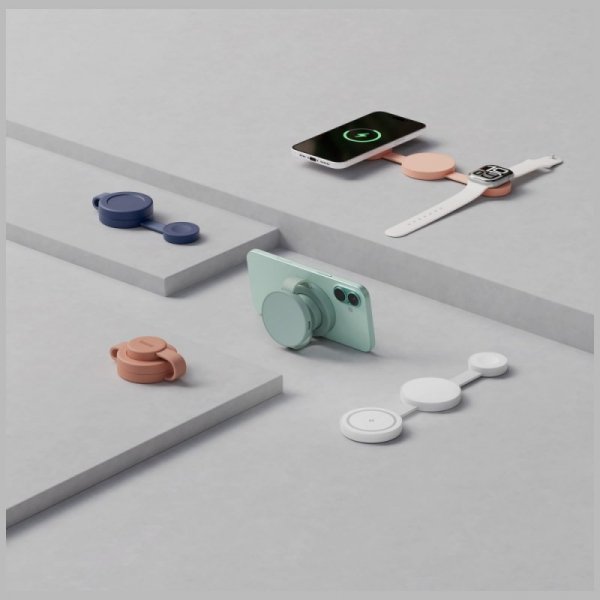 Ładowarka indukcyjna Bazic GoMag Trio 2  3w1 15W magnetyczna do iPhone/Watch/AirPods różowy