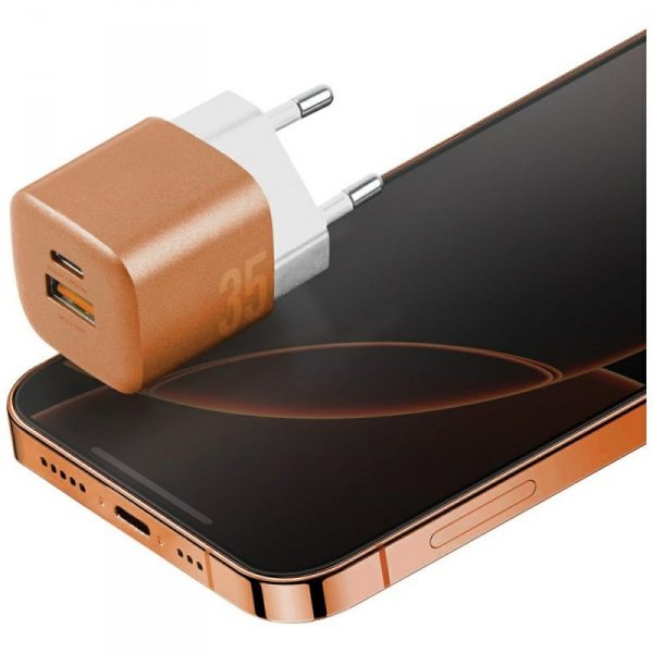 Ładowarka sieciowa Energea Ampcharge     GaN35 USB-C/USB-A PD/PPS/QC3.0 35W pomarańczowy