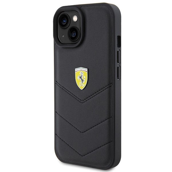 Ferrari FEHCP15SRDUK iPhone 15 / 14 / 13 6.1&quot; czarny/black hardcase Quilted Metal Logo