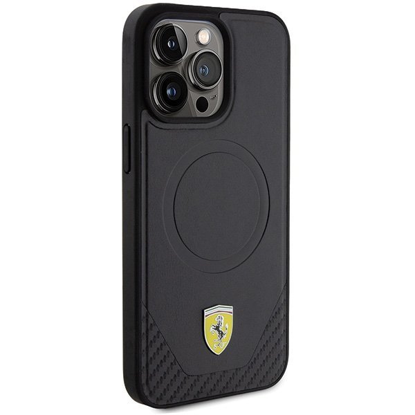 Ferrari FEHMP15XPTEK iPhone 15 Pro Max 6.7&quot; czarny/black hardcase Carbon Metal Logo MagSafe