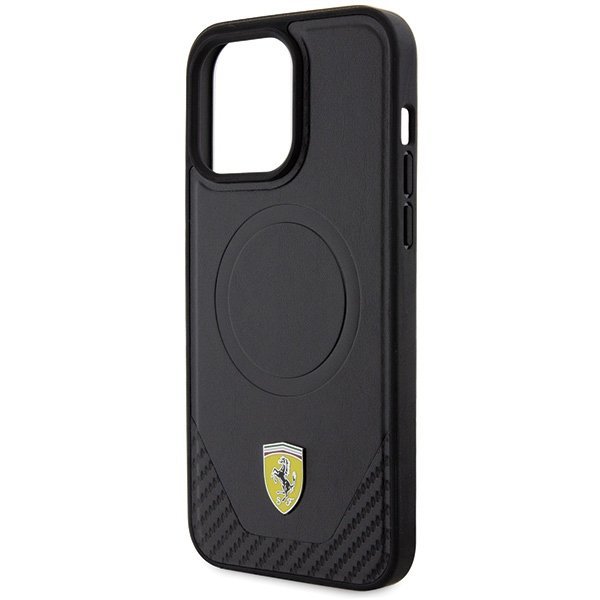 Ferrari FEHMP15XPTEK iPhone 15 Pro Max 6.7&quot; czarny/black hardcase Carbon Metal Logo MagSafe