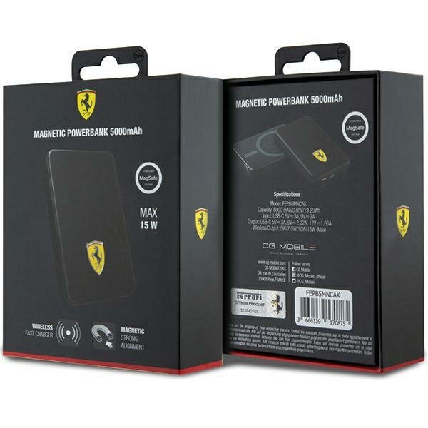 Ferrari Powerbank FEPB5MNCAK 15W 5000mAhczarny/black Metal Logo MagSafe