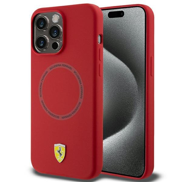 Ferrari FEHMP15XSBAR iPhone 15 Pro Max 6.7&quot; czerwony/red hardcase Silicone Printed Ring MagSafe