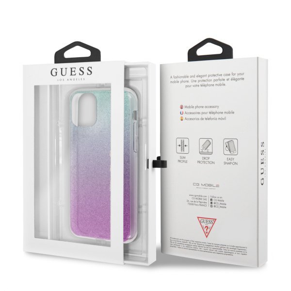 Guess GUHCN58PCUGLPBL iPhone 11 Proróżowo-niebieski/pink blue hard case Glitter Gradient