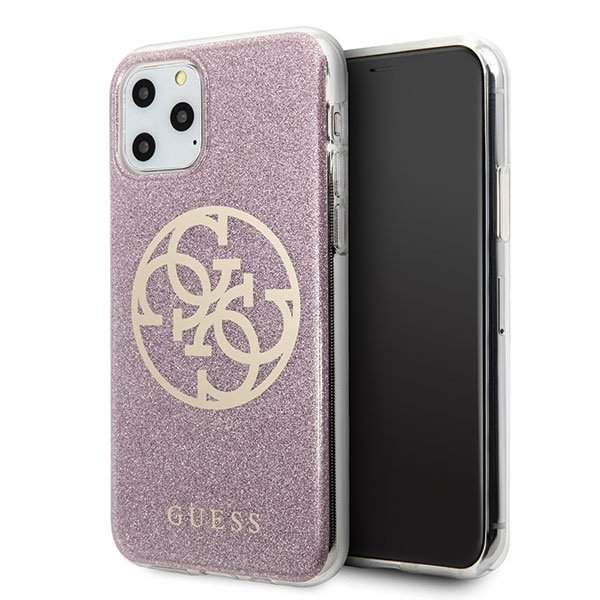 Guess GUHCN65PCUGLPI iPhone 11 Pro Max różowy/pink hard case 4G Circle Glitter
