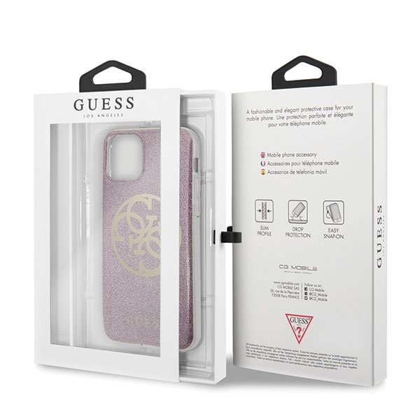 Guess GUHCN65PCUGLPI iPhone 11 Pro Max różowy/pink hard case 4G Circle Glitter