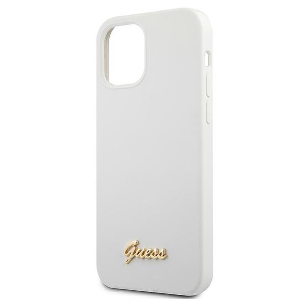 Guess GUHCP12SLSLMGWH iPhone12 mini 5,4&quot; biały/white hardcase Metal Logo Script