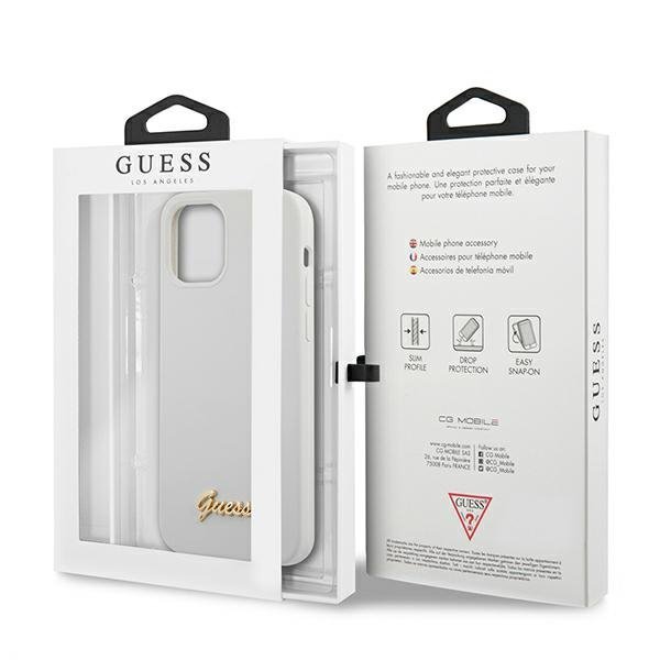 Guess GUHCP12SLSLMGWH iPhone12 mini 5,4&quot; biały/white hardcase Metal Logo Script