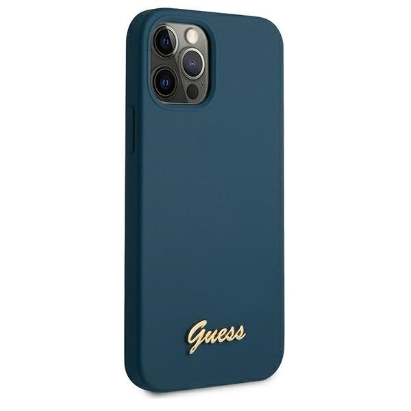 Guess GUHCP12LLSLMGBL iPhone 12 Pro Max 6,7&quot; niebieski/blue hardcase Metal Logo Script