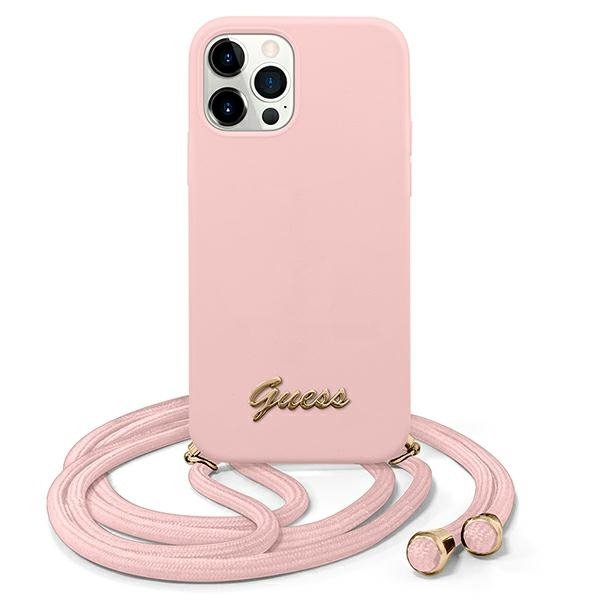 Guess GUHCP12LLSCLMGLP iPhone 12 Pro Max 6,7&quot; różowy/pink hardcase Metal Logo Cord