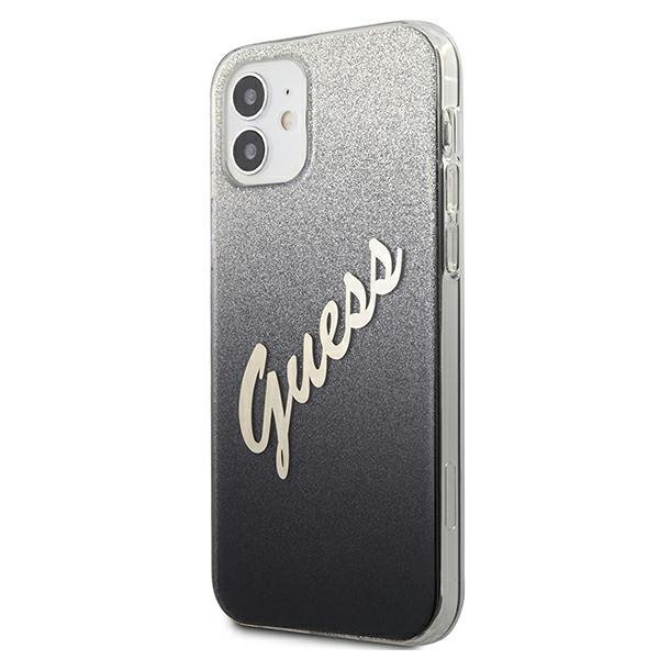 Guess GUHCP12SPCUGLSBK iPhone 12 mini5,4&quot; czarny/black hardcase Glitter Gradient Script