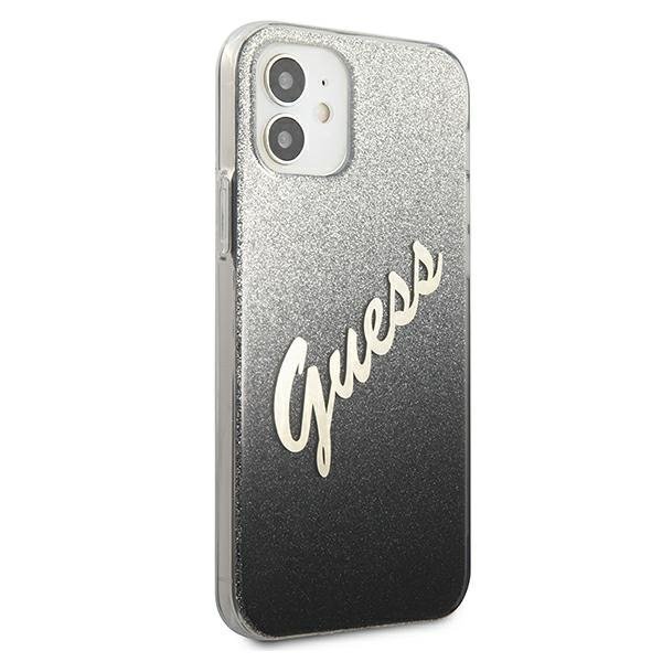 Guess GUHCP12SPCUGLSBK iPhone 12 mini5,4&quot; czarny/black hardcase Glitter Gradient Script