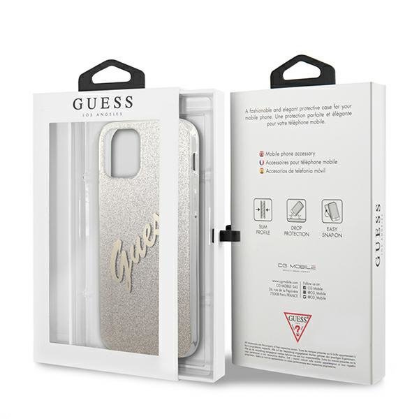 Guess GUHCP12MPCUGLSGO iPhone 12/12 Pro6,1&quot; złoty/gold hardcase Glitter Gradient Script