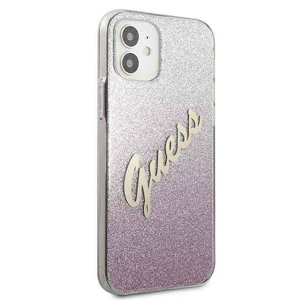 Guess GUHCP12SPCUGLSPI iPhone 12 mini5,4&quot; różowy/pink hardcase Glitter Gradient Script