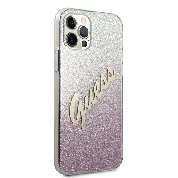 Guess GUHCP12LPCUGLSPI iPhone 12 Pro Max 6,7&quot; różowy/pink hardcase Glitter Gradient Script