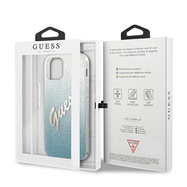 Guess GUHCP12SPCUGLSBL iPhone 12 mini5,4&quot; niebieski/blue hardcase Glitter Gradient Script
