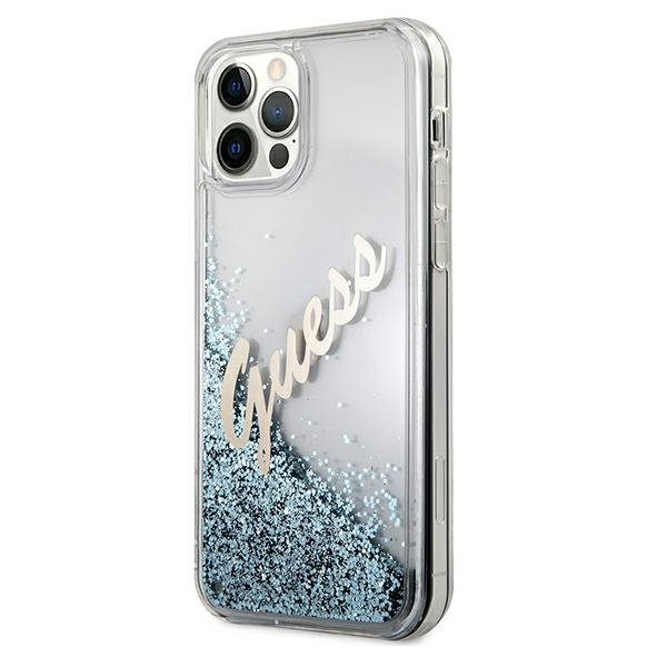 Guess GUHCP12LGLVSBL iPhone 12 Pro Max6,7&quot; niebieski/blue hardcase Glitter Vintage Script