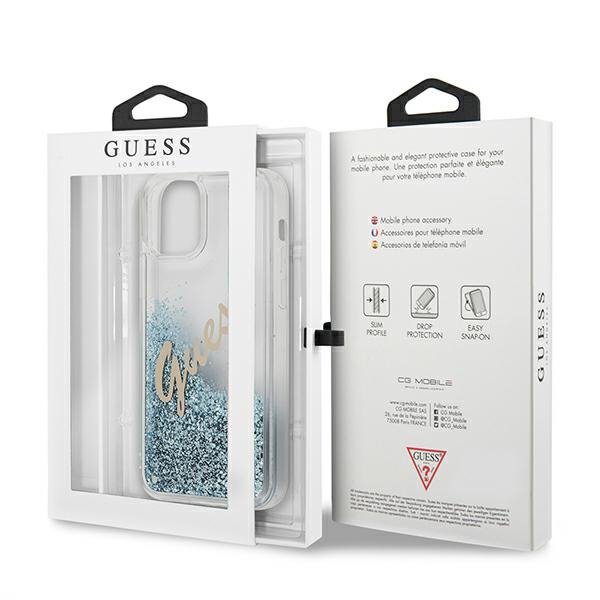 Guess GUHCP12LGLVSBL iPhone 12 Pro Max6,7&quot; niebieski/blue hardcase Glitter Vintage Script