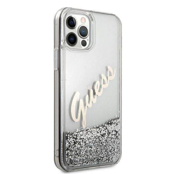 Guess GUHCP12LGLVSSI iPhone 12 Pro Max6,7&quot; srebrny/silver hardcase Glitter Vintage Script