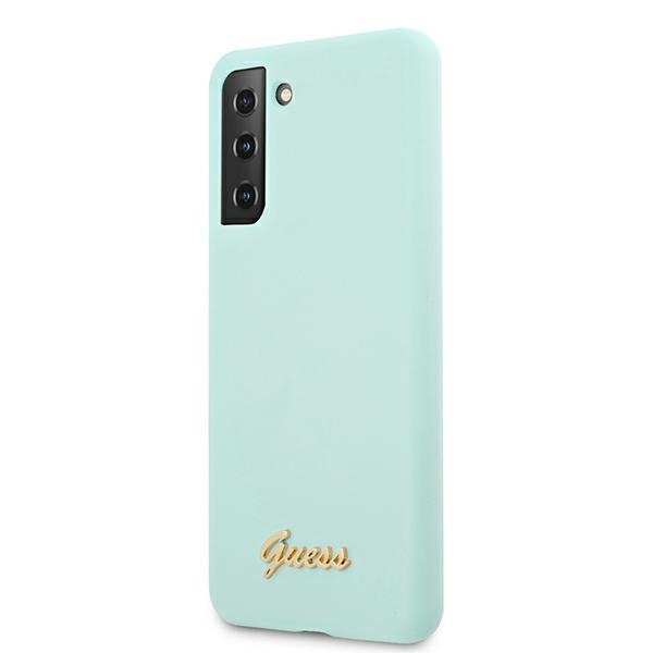 Guess GUHCS21MLSLMGLB S21+ G996niebieski/blue hardcase Silicone Script Metal Logo
