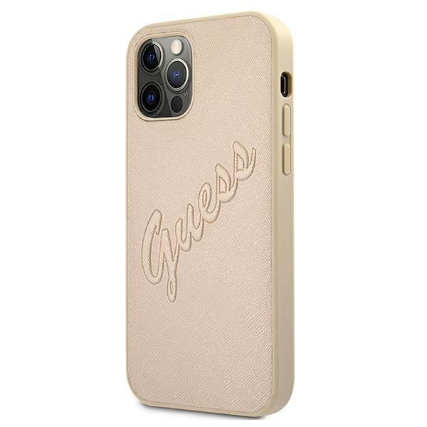 Guess GUHCP12MRSAVSLG iPhone 12/12Pro 6,1&quot; złoty/gold hardcase Saffiano Vintage Script