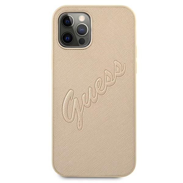 Guess GUHCP12LRSAVSLG iPhone 12 ProMax 6,7&quot; złoty/gold hardcase Saffiano Vintage Script