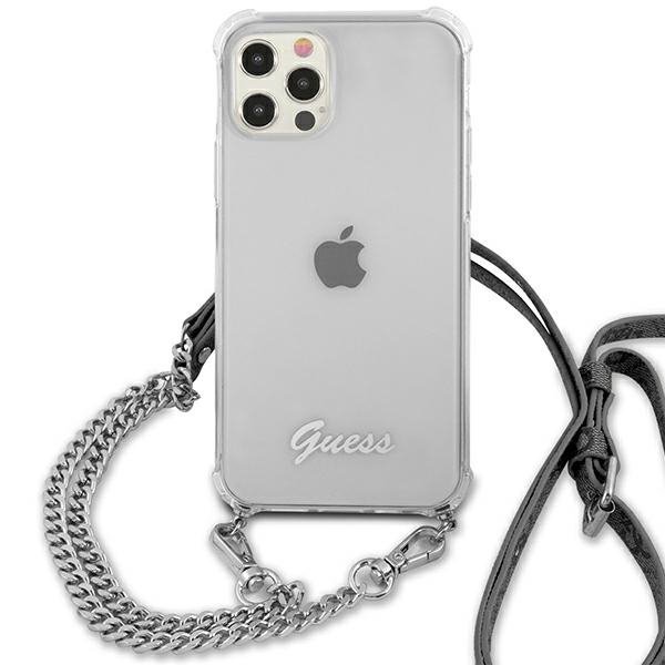 Guess GUHCP12MKC4GSSI iPhone 12/12 Pro6,1&quot; Transparent hardcase 4G Silver Chain