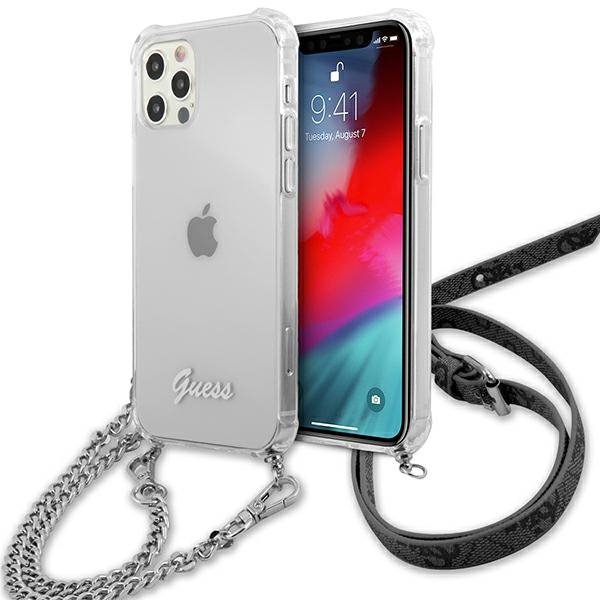 Guess GUHCP12LKC4GSSI iPhone 12 Pro Max 6,7&quot; Transparent hardcase 4G Silver Chain