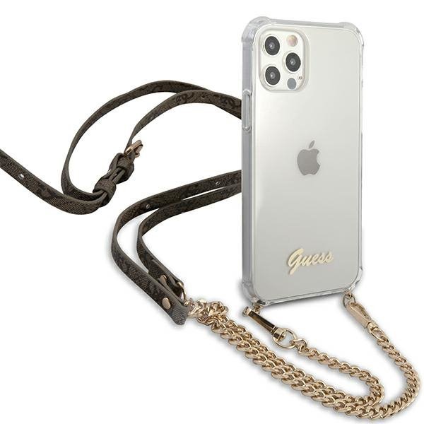 Guess GUHCP12MKC4GSGO iPhone 12/12 Pro6,1&quot; Transparent hardcase 4G Gold Chain