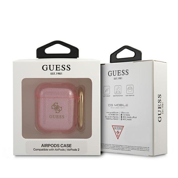 Guess GUA2UCG4GP AirPods 1/2 cover różowy/pink Glitter Collection