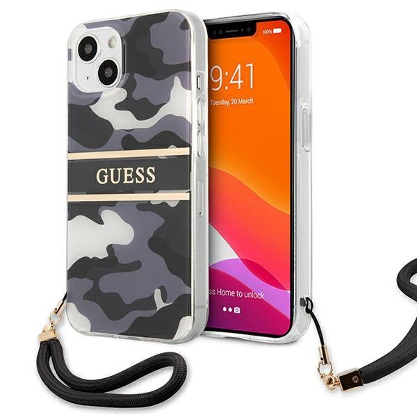 Guess GUHCP13MKCABBK iPhone 13 / 14 / 156.1&quot; czarny/black hardcase Camo Strap Collection