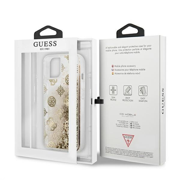 Guess GUHCP13SLGPEGO iPhone 13 mini 5,4&quot;złoty/gold hardcase Peony Liquid Glitter