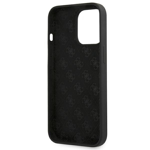 Guess GUHMP13LLSLMGBK iPhone 13 Pro / 136,1&quot; black/czarny hardcase Silicone Script Gold Logo MagSafe