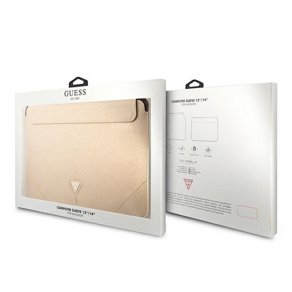 Guess Sleeve GUCS14PSATLE 14&quot; beżowy/beige Saffiano Triangle Logo
