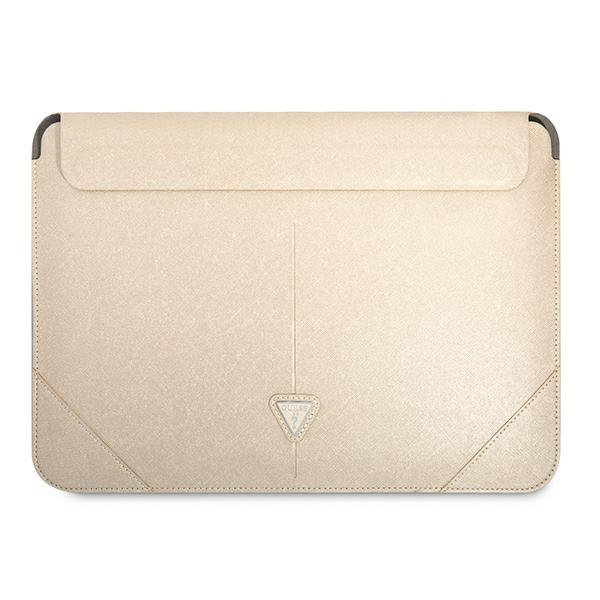 Guess Sleeve GUCS16PSATLE 16&quot; beżowy /beige Saffiano Triangle Logo