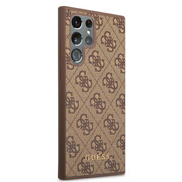 Guess GUHCS22LG4GFBR S22 Ultra S908brązowy/brown hard case 4G Metal Gold Logo