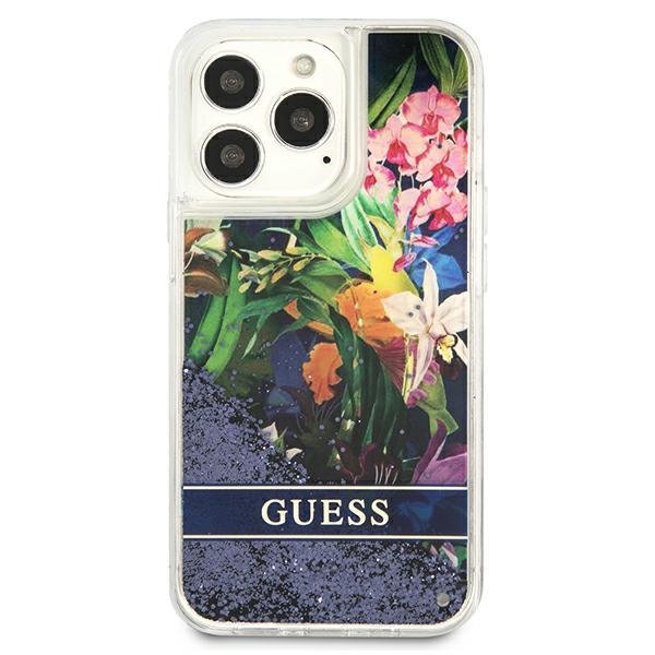 Guess GUHCP13XLFLSB iPhone 13 Pro Max 6,7&quot; niebieski/blue hardcase Flower Liquid Glitter