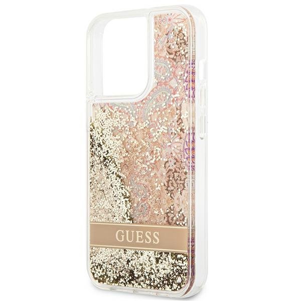 Guess GUHCP13LLFLSD iPhone 13 Pro / 136,1&quot; złoty/gold hardcase Paisley Liquid Glitter