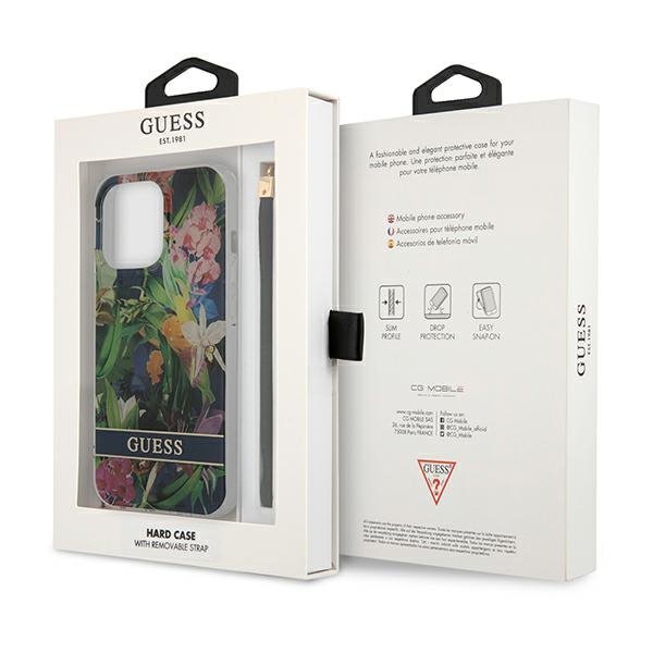 Guess GUHCP13LHFLSB iPhone 13 Pro / 13 6,1&quot; niebieski/blue hardcase Flower Strap